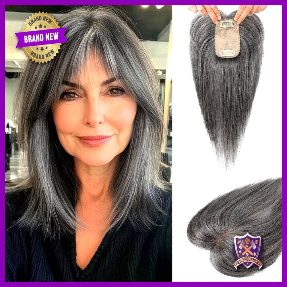 Real Human Hair Topper Clip-In Bangs 150% Density Silk Base Hairpiece